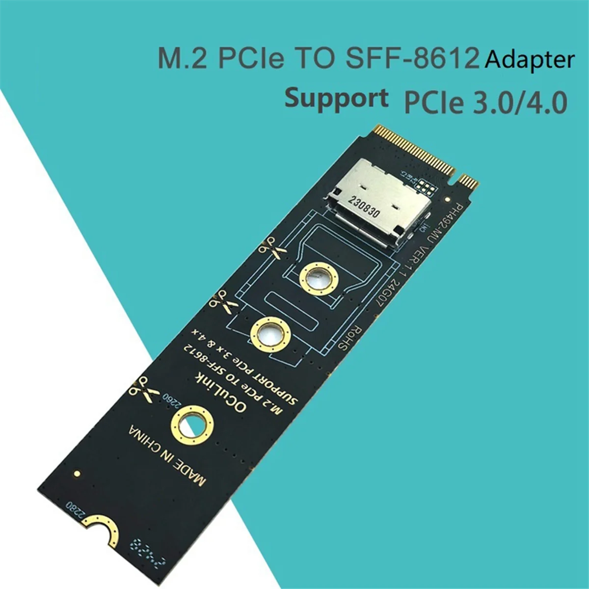Адаптер M.2 NVMe PCIe к Oculink Female Dock SFF-8612 Mkey Nvme SFF-8611
