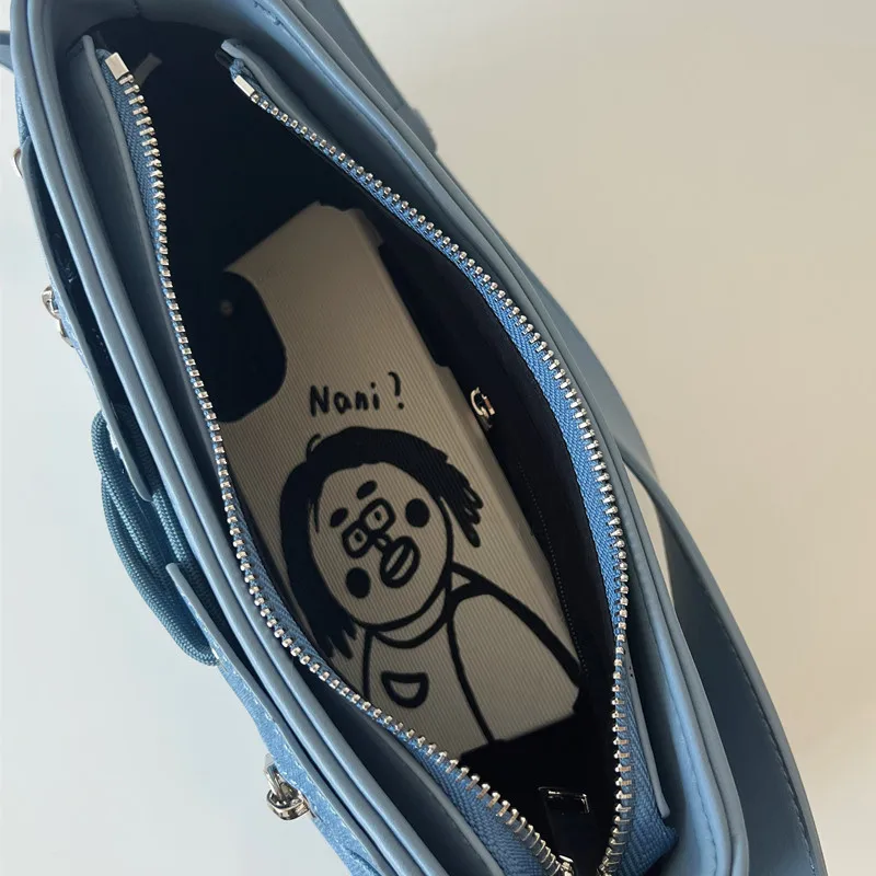 Vintage Y2K Cool Girls Denim Bag Cool Dark Harajuku Style Spicy Girl Underarm Bag Retro Crossbody Purses Handbag Bolsa Feminina