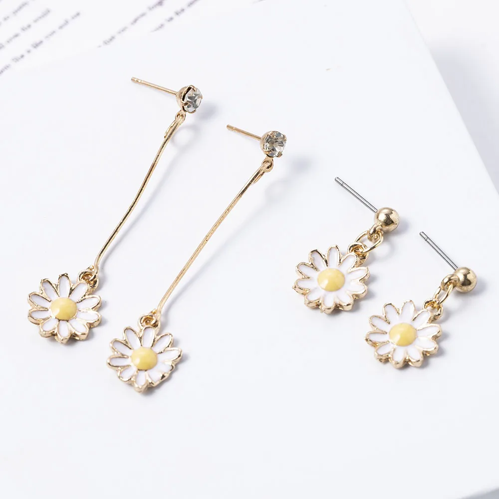 Korean Style Women Daisy Yellow Sunflower Earrings Long Beautiful Drop for Girl Gift | Украшения и аксессуары