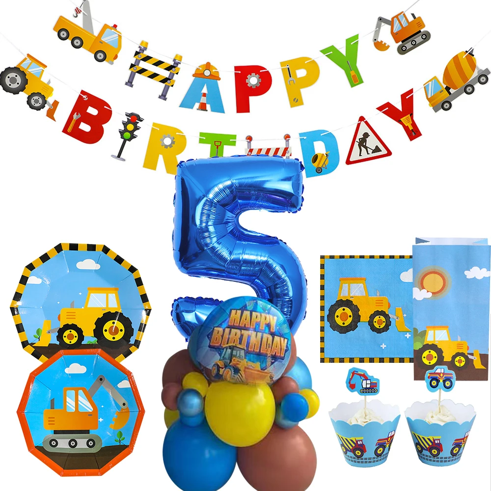 

1 Набор картонной конструкции, бульдозер, экскаватор, одноразовая посуда, искусственная деталь для празднования дня рождения мальчика, деко...