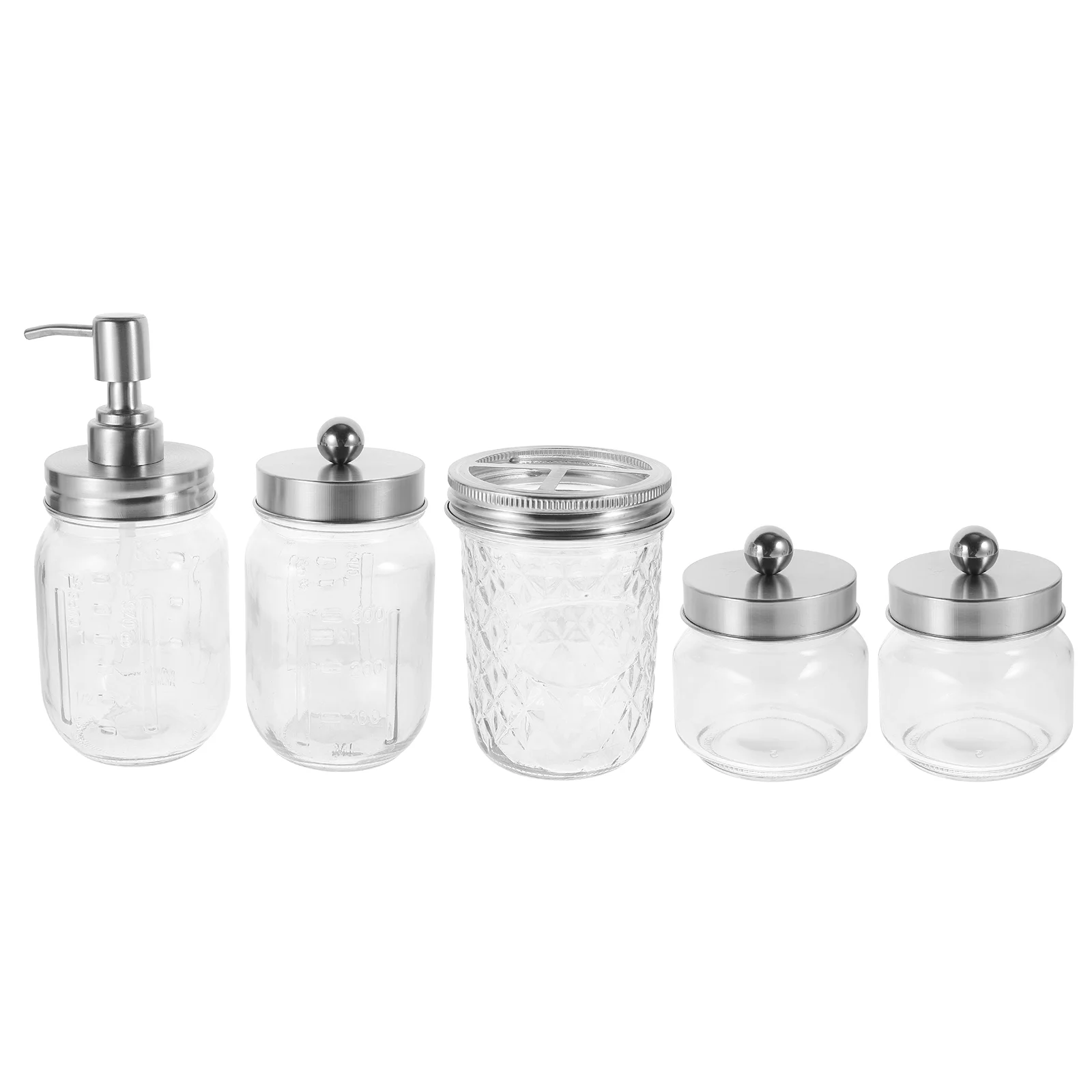 

Shampoo Bottles Soap Cotton Swabs Jar Tooth Brush Holder Mason Portable Travel Dispenser Bathroom