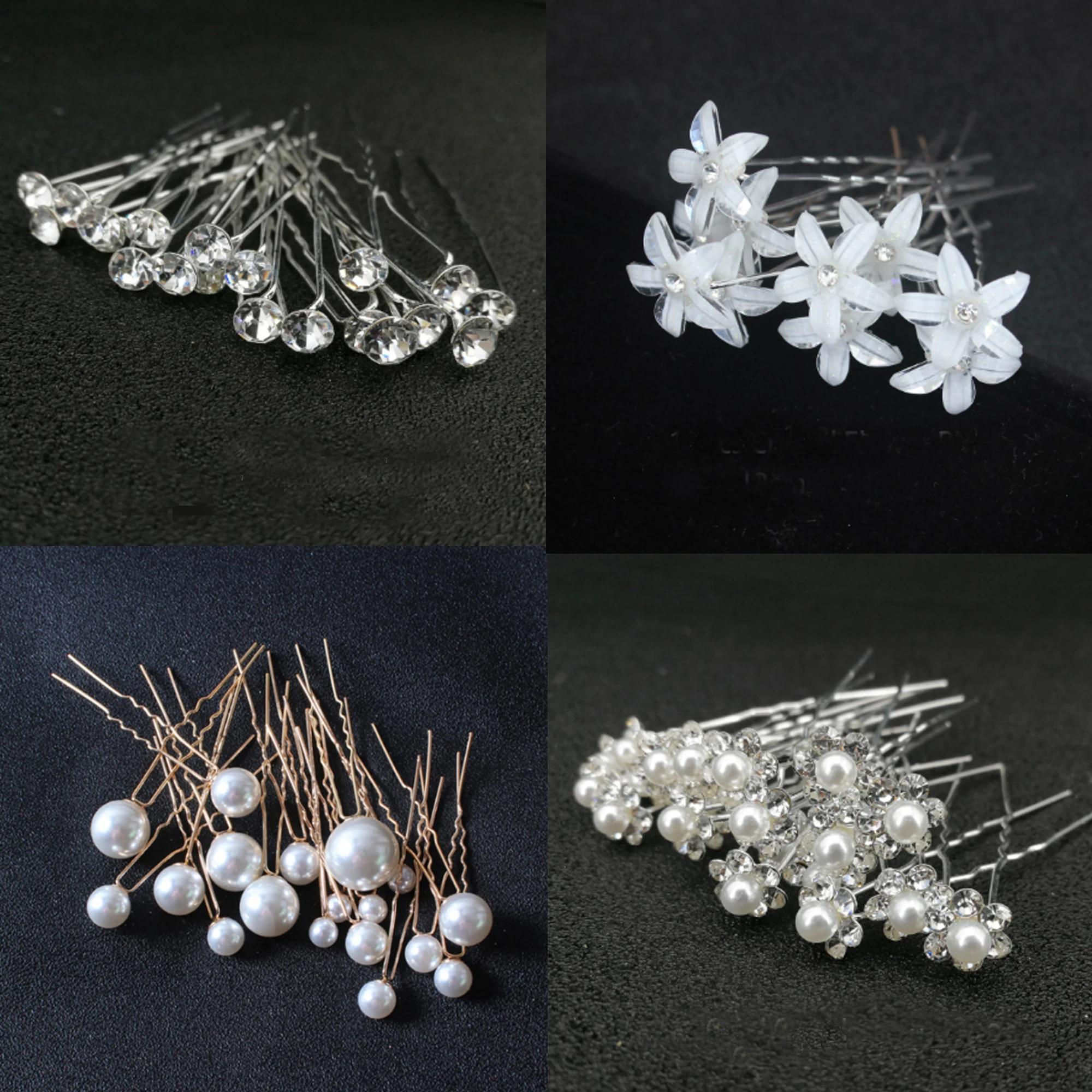 

40/20pcs Women Flower Hairpin Stick Wedding Bridal Crystal Pearl Hairpin U Shaped Hair Clip Barrettes Hair Accessories Wholesale