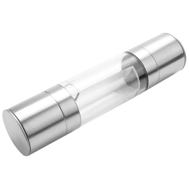 

6X Stainless Steel Salt And Pepper Grinder 2 In 1 Manual Salt & Pepper Mill Shakers Refillable With Clear Acrylic Body