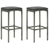 Bar Stool Chair Counter Stools Set of 2 Kitchen Decor for Counter with Cushions 2 pcs Gray Poly Rattan