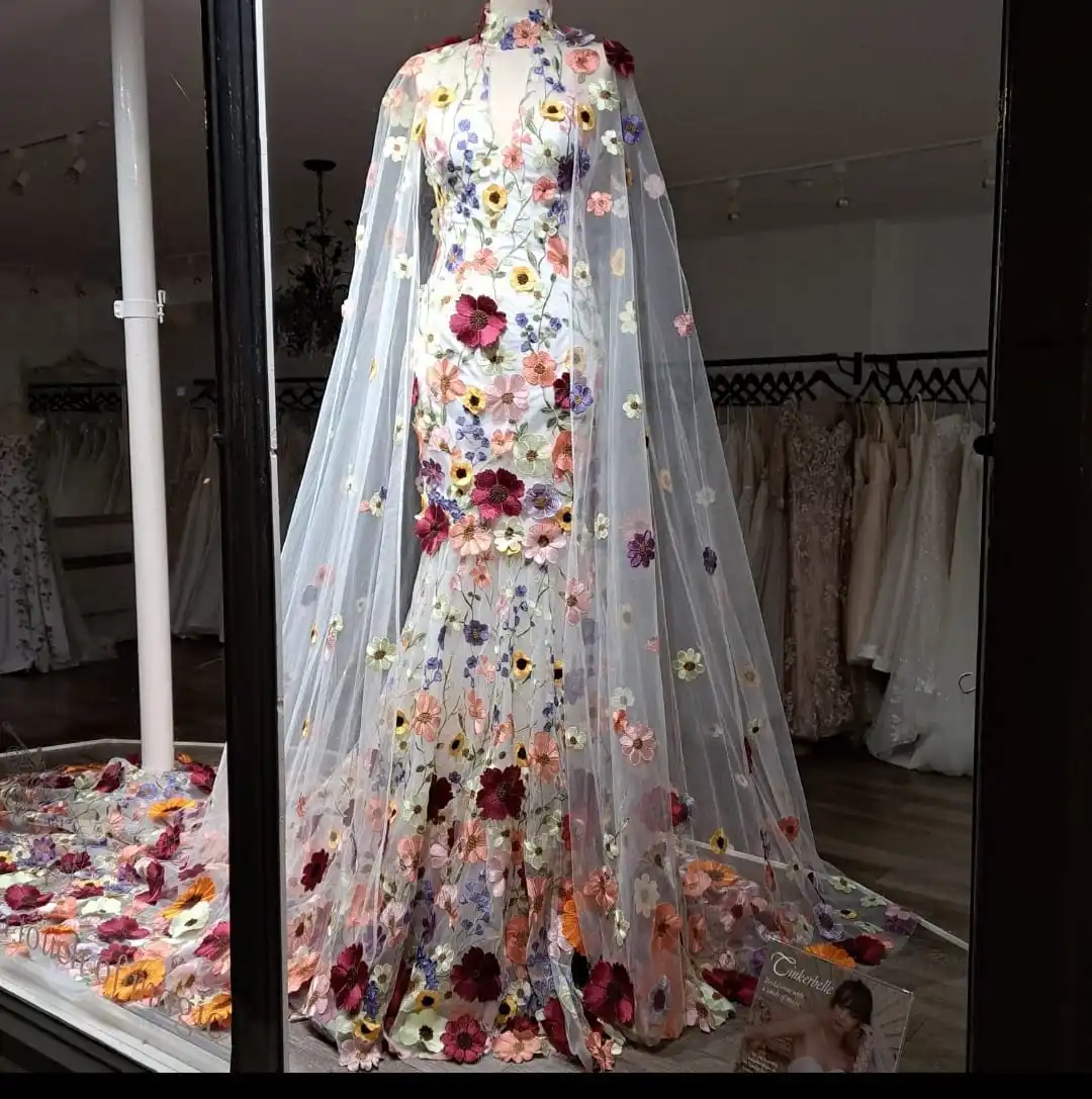 Женское свадебное платье с цветами Dreamlike длинное цветочным кружевом накидкой и