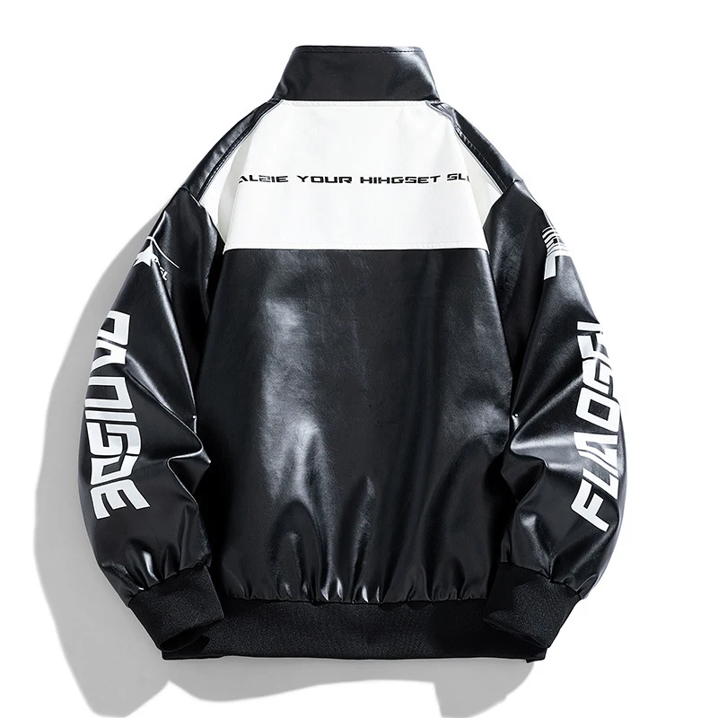 Куртка мужская из искусственной кожи модная уличная одежда мотоциклетные пальто
