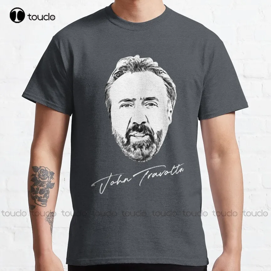 

John Travolta Nicolas Cage V2 Classic T-Shirt Fishing Shirts Digital Printing Tee Shirts Fashion Creative Leisure Funny T Shirts