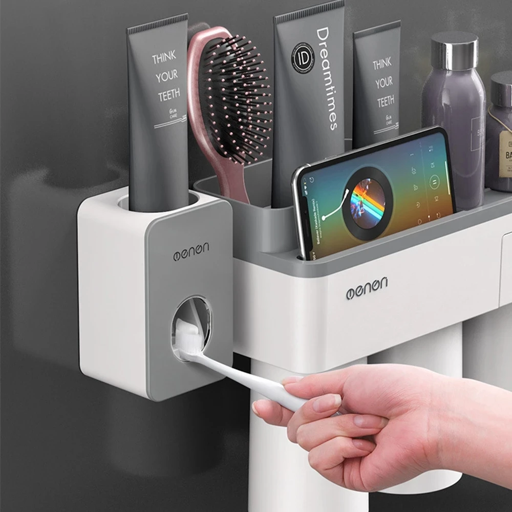 

Держатель для зубных щеток Xiaomi, магнитный пресс для зубной пасты, настенные полки, стеллажи для хранения, органайзер для ванной комнаты