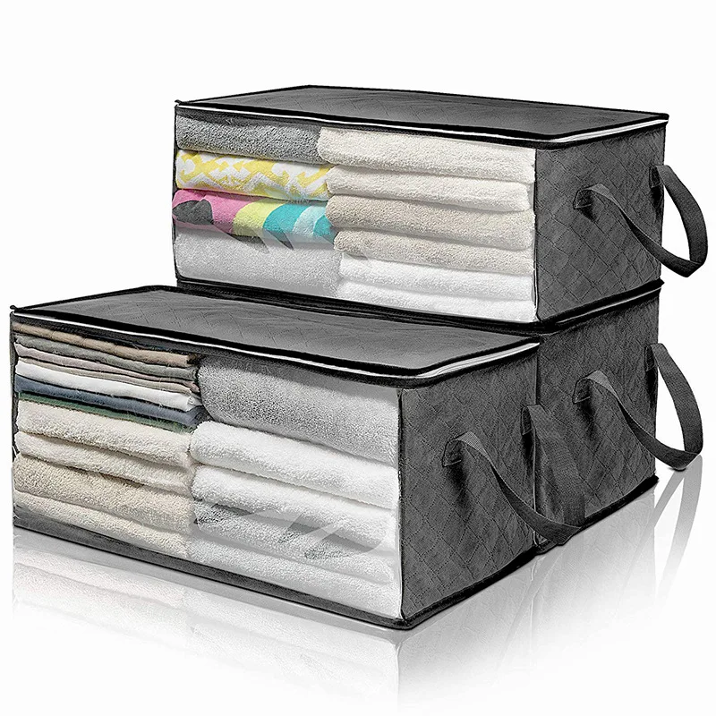 Household Large Capacity Foldable Non Woven Quilt Storage Bag Quilt Clothes Blanket Storage Organizer Box Dustproof Zipper