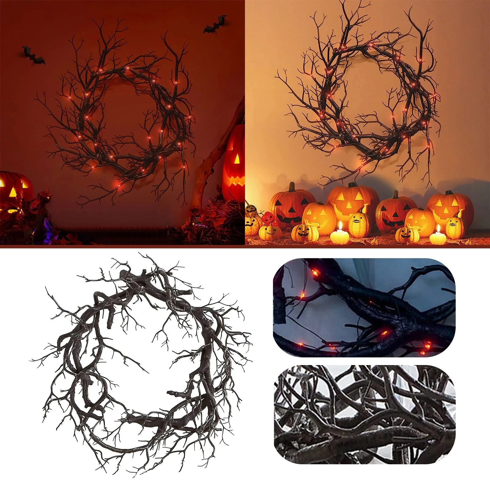 

Halloween Dead Branch Garland Creative Glowing Black Branch Garland Halloween Decoration Simulation Plant Wreath Home Deocrs