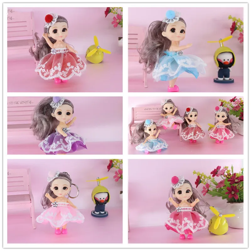 

12cm Ob11 Dolls Keychain Doll Beautiful Girl Children's Bag Pendant Realistic Eye BJD Dress Up Girls DIY Toys Birthday Gift