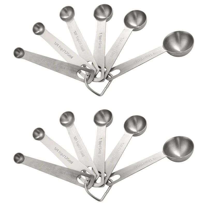 

12X Measuring Spoons, Stainless Steel Measuring Spoons Cups Set, Small Tablespoon with Metric and US Measurements