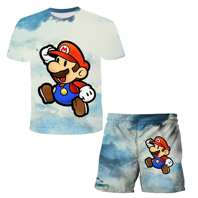 

Женский купальник для мальчиков, купальник из двух предметов в стиле Super Mario, детский купальник для серфинга, детские пляжные штаны с мультяш...