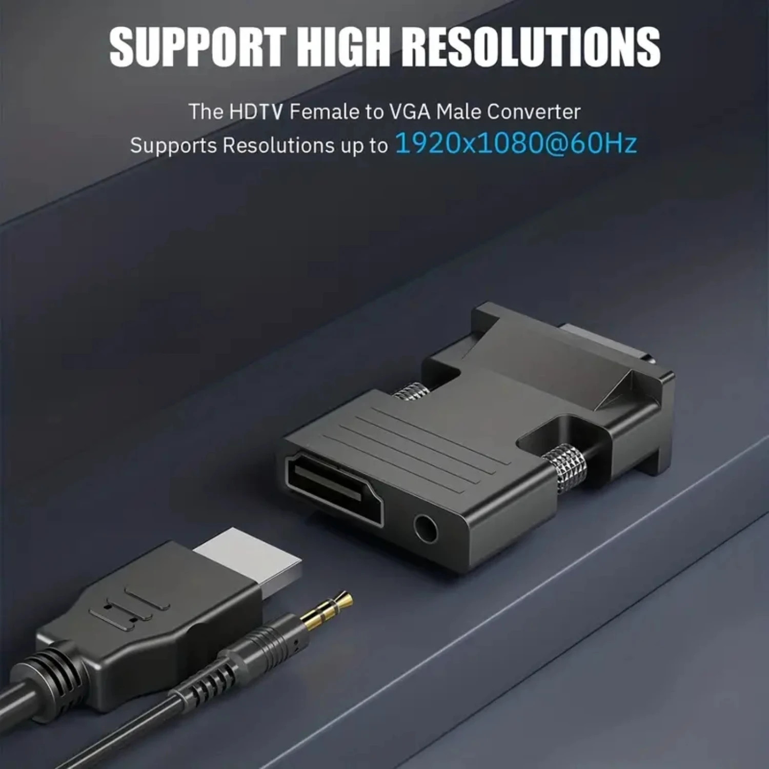 Конвертессор Hembra a Vga Macho Con Audio 3 5 мм Proyectores Adecuados Monitores De Ordenador Alta Definición Conector