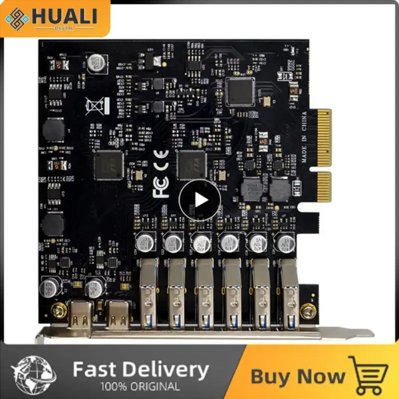 

Usb3.i Express контроллер Pci-e X4 до 2, Расширительная карта типа C для Btc майнинга, компьютера, адаптер расширения, 6 слотов