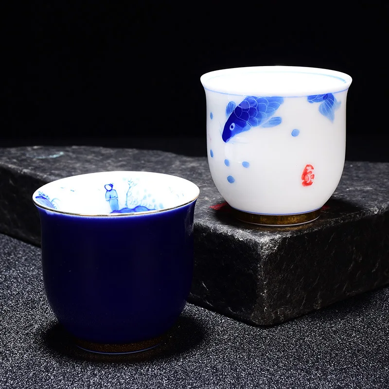 

Hand-Painted Teacup Kung Fu Tea Set Ceramic Tea Cup Tea Bowl Pastel Master Single Cup Personal Ceramic Handpainted Teacups