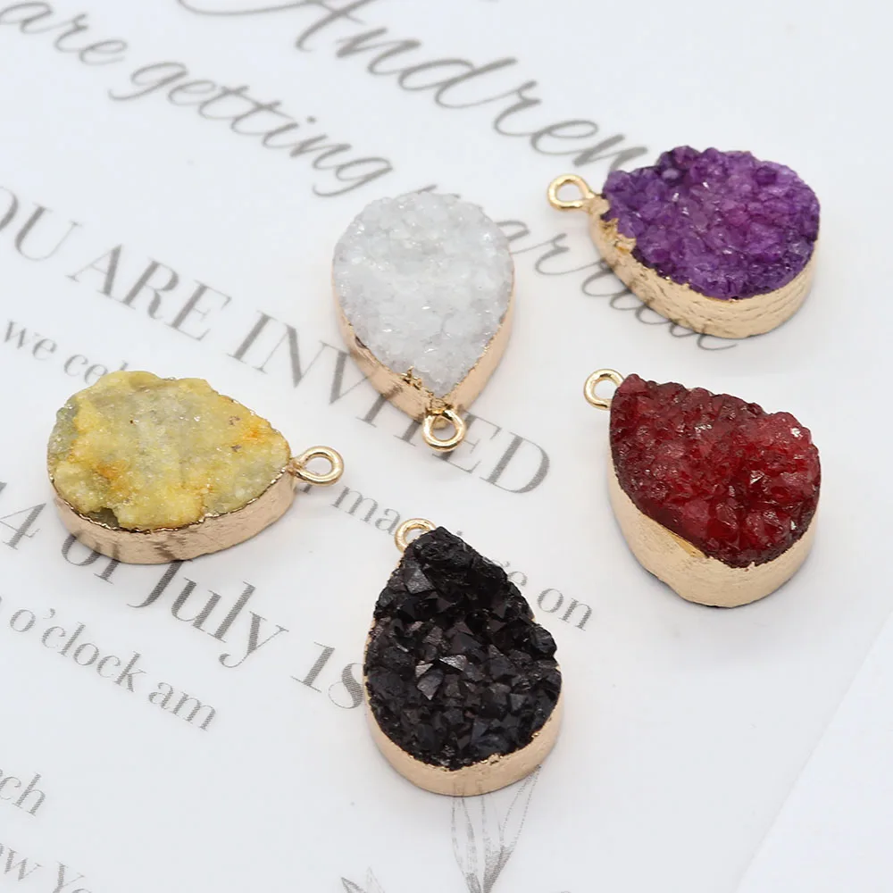 

2pcs/pack Water Drop Shaped Crystal Pendants Natural Semi-precious Stone 5 Colors for Choice DIY for Making Necklace Earrings