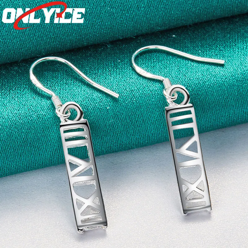 

925 Sterling Silver Bar Geometric Earrings Women's Fashion Glamour Christmas Party Wedding Engagement Jewelry
