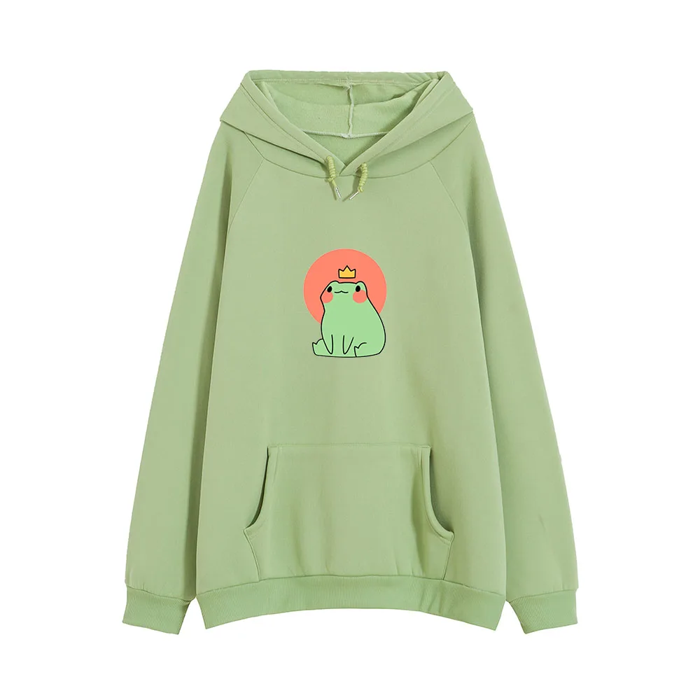 

Funny Frog Hoodies Women Kawaii Printed Harajuku Pullover Sweatshirt Soft Long Sleeve Hoodie for Girls Korean Clothing
