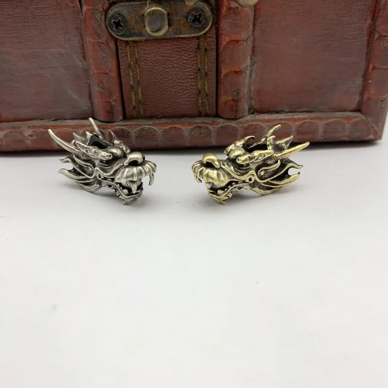 Beast Dragon Head Pure Copper Knife Lanyard Pendant Handmade Umbrella Rope DIY Paracord Beads Accessories Brass Keychain Hanging