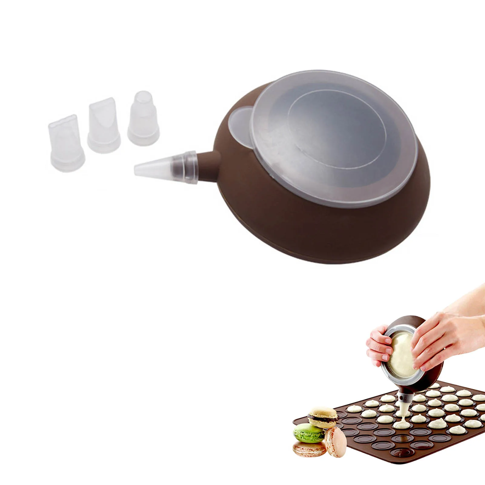 Brown Tea-pot Shaped Large Size Food Degree Silicone Piping Pot Dessert Decorators For Milk Sauce Macaron Decoration Pot