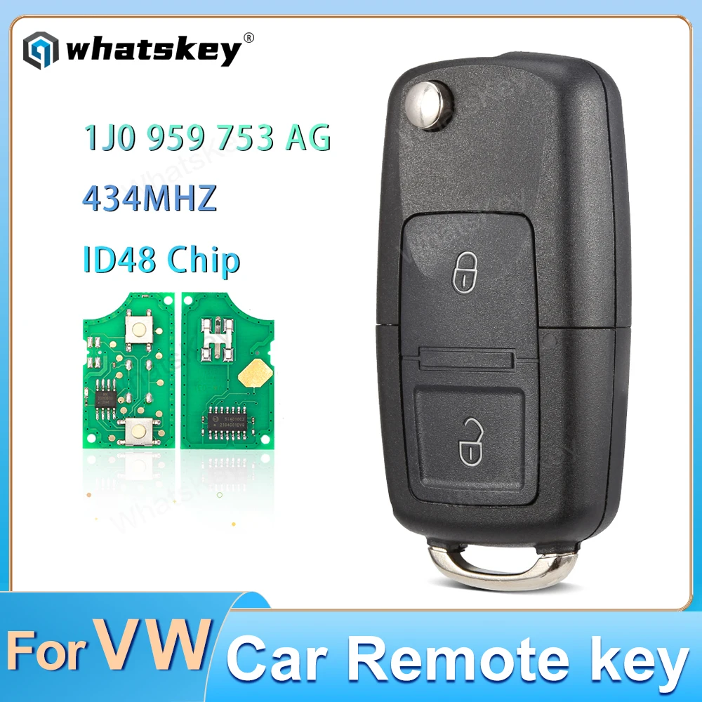 

Автомобильный Дистанционный ключ WhatsKey 434 МГц ID48 для Volkswagen VW Beetle Bora Passat Golf транспортер поло 1J0959753AG для Skoda для Seat