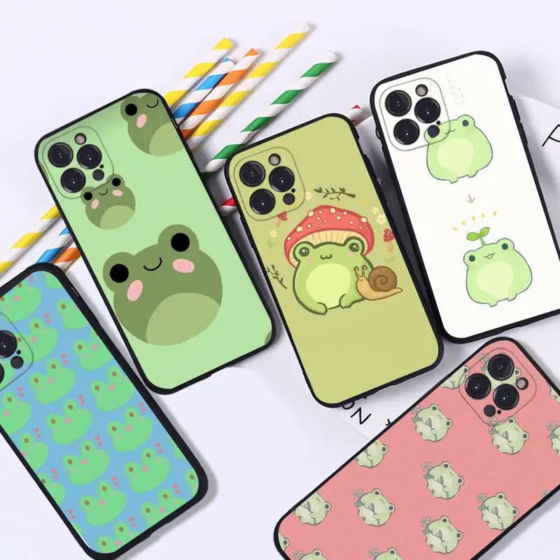 

Mint green Funny The Frog cute Phone Case For iPhone 8 7 6 6S Plus X SE 2020 XR XS 14 11 12 13 Mini Pro Max Mobile Case