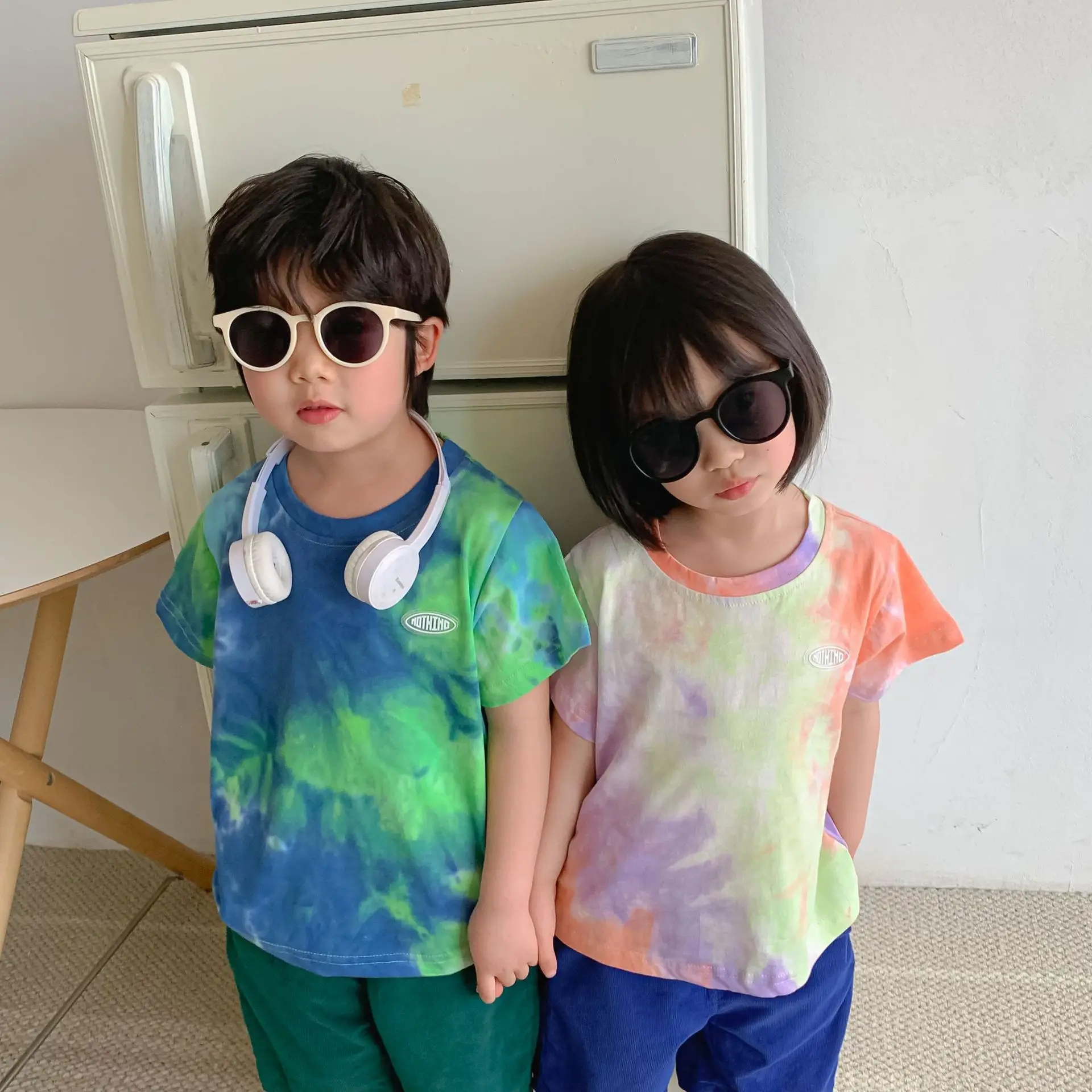 2022 New Fashion Casual Cotton Tie Dye Printing Children's T-Shirt Bottoming Shirt Boys Clothes Girls Clothes Baby Girls T-Shirt