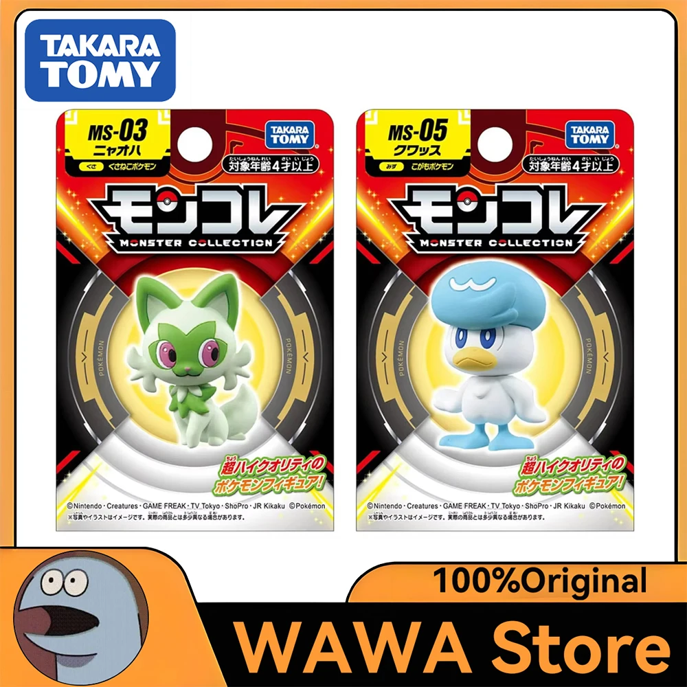 Фото Оригинальная коллекционная фигурка TAKARA TOMY Pokemon Monster Collection MS-03 Sprigatito и MS-05 Quaxly, аниме-игровая модель, игрушка, в наличии №1