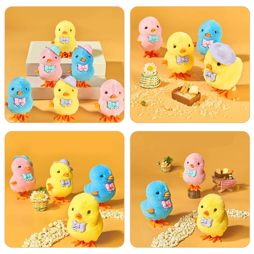 6 шт. заводная курица пасхальная корзина наполнитель заводные игрушки для детей