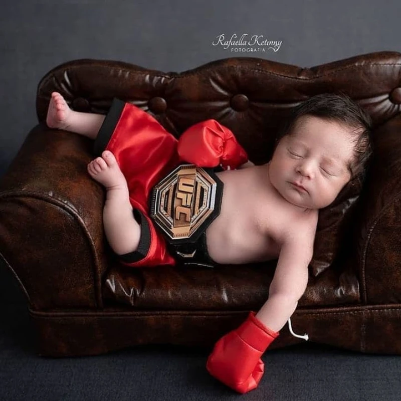 Simulation Mini Red Sanda Free Fight Glove Newborn Photography Props Set for Baby Photo Boxing Pants Gloves Prop Accessories |