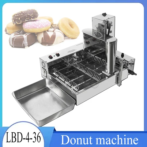 Пончики 1800 шт./ч, 2000 Вт, 4-рядный автоматический аппарат для изготовления пончиков с компьютерным управлением и электрическим нагревом