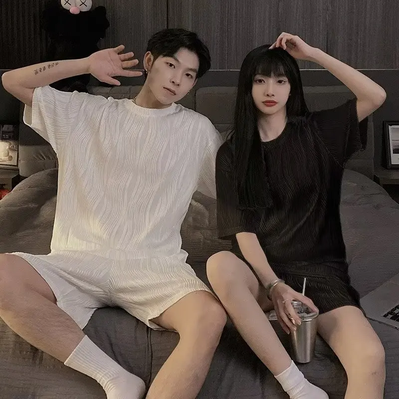 

Summer Stripe 3D Men's Suit White Vintage Streetwear Women Sets Short Outfits T Shirt Shorts Men Clothing 2 Piece Set 2023 New