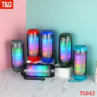 tg643 portable column bluetooth speaker wireless waterproof subwoofer outdoor bass stereo loudspeaker with led light fm radio tf