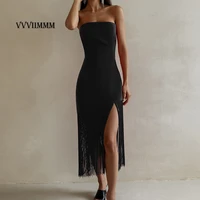 high quality dress 2022 womens summer new tassel sexy skinny strapless dress women ladies clothing korea traf t shirts robe