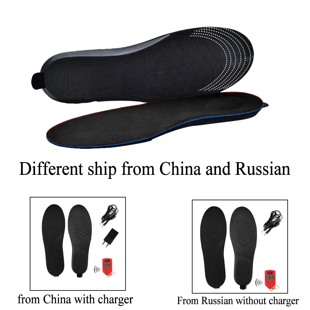 1800mAh Rechargeable Heated Insoles with Wireless Remote Control Winter Foot Warmer Heating Insoles Size EUR 35-46# Cut to Fit
