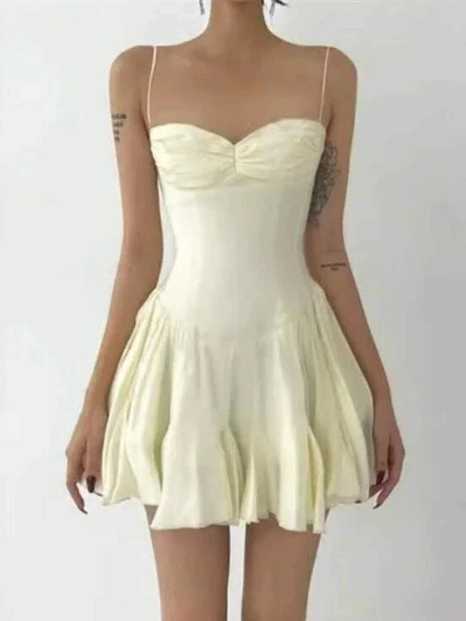 

Women Ruched Elegant Short Dress Square Neck Lace Trim Mini Dress Slim Fit Sleeveless White Dress Trendy Sundress