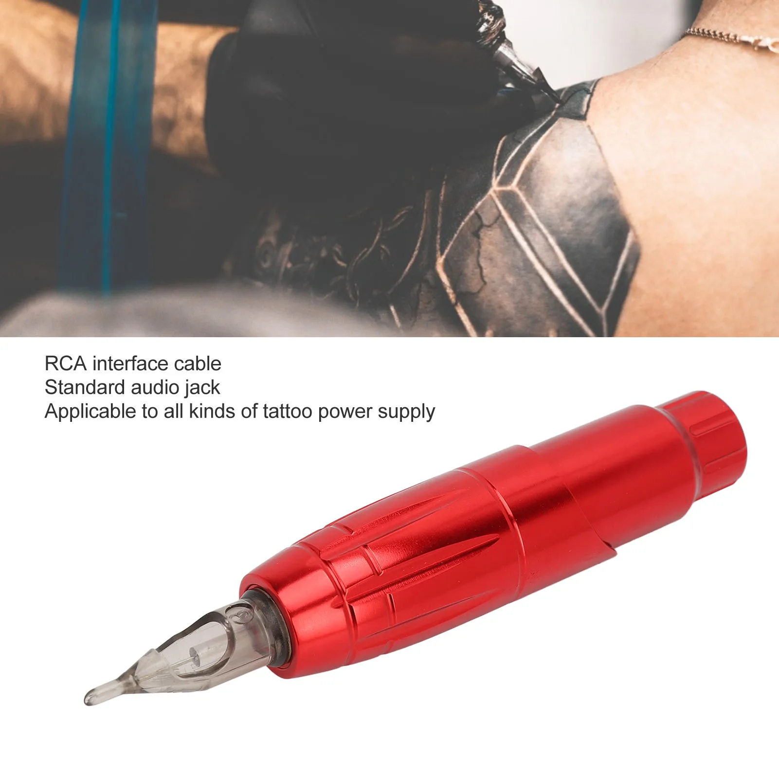 

Tattoo Machine Aluminum Alloy Red High Power Adjustable Professional Tattoo Pen with Cord