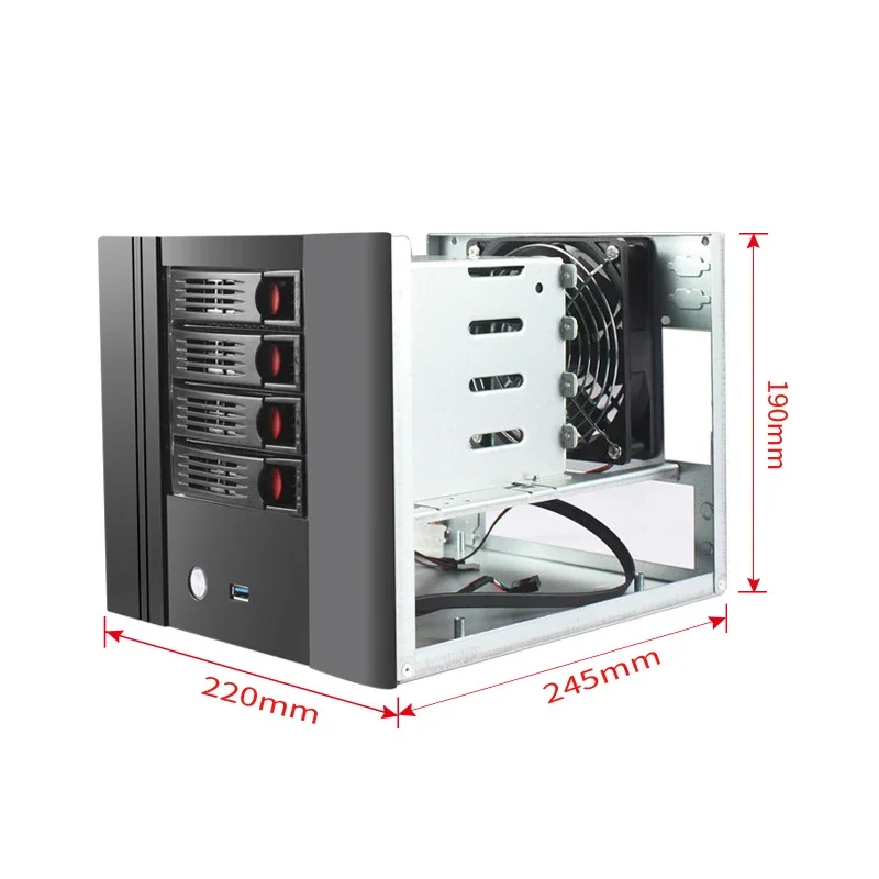 Фото Корпус для NAS RGEEK на 4 отсека с USB3.0/USB2.0, сервер хранения данных NAS на 4 отсека с поддержкой жестких дисков 3.5 дюйма для IPFS №4