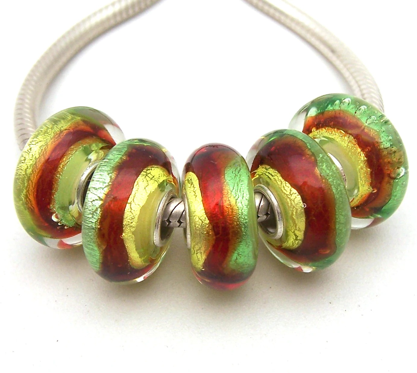 

YG1083 5X 100% Authenticity S925 Sterling Silver Beads Murano Glassbeads beads Fit European Charms Bracelet diy jewelry Lampwork
