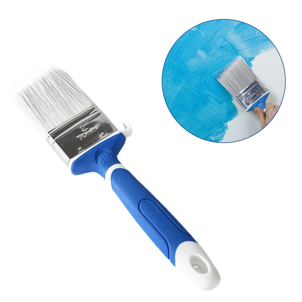 Paint Brush with Rubber Handle for Wall Furniture Painting Chip Brush Flat Brush for Water-Based Paint Stains Varnish Interior