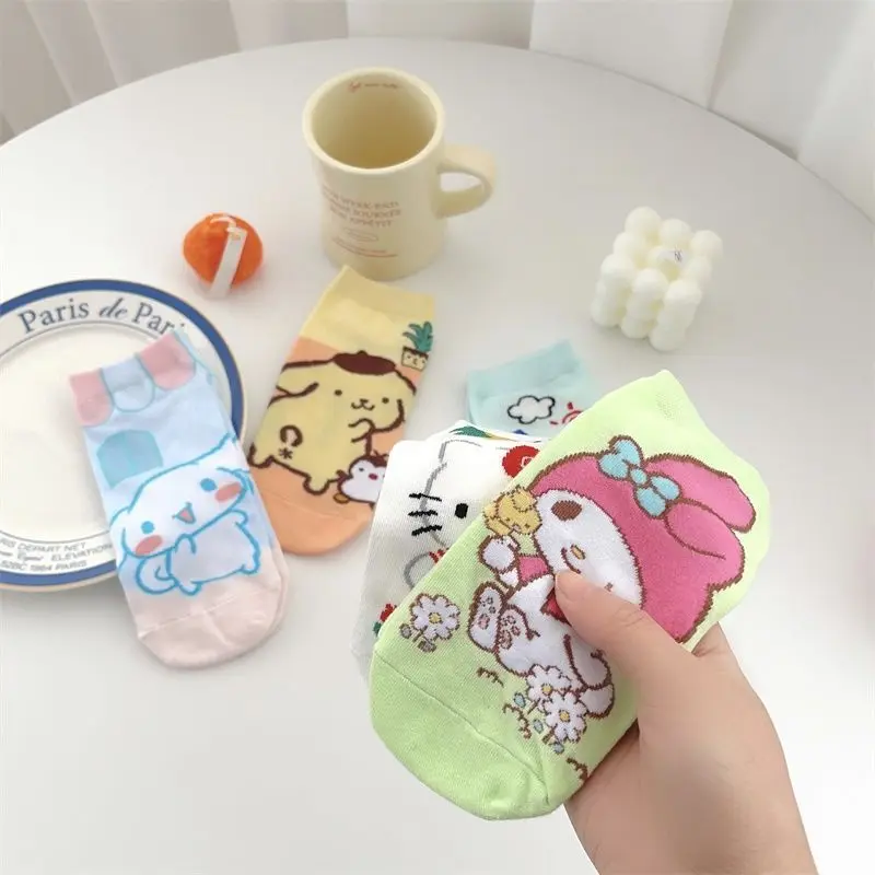 5 пар носков Sanrio Hello Kitty короткие носки-лодочки в стиле Харадзюку милые женские