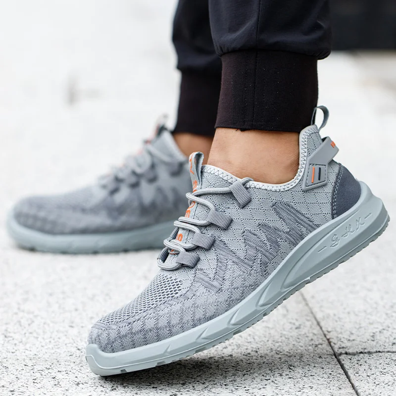 Легкая рабочая защитная обувь мужская дышащая со стальным носком весенне-летние