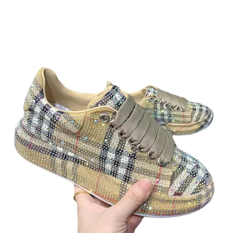 

2023 Осень Новый стиль Стразы плоская подошва круглый носок шнуровка модная женская обувь Горячая Распродажа Chaussure Femme
