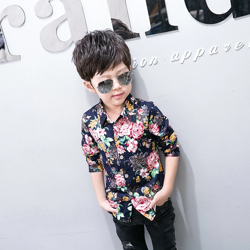 

Kids Floral Boy Blouse Sleeve Fashion Cotton Valentine Summer Blouses Gift Clothing Short Pattern Clothes Shirt Day Boy Baby