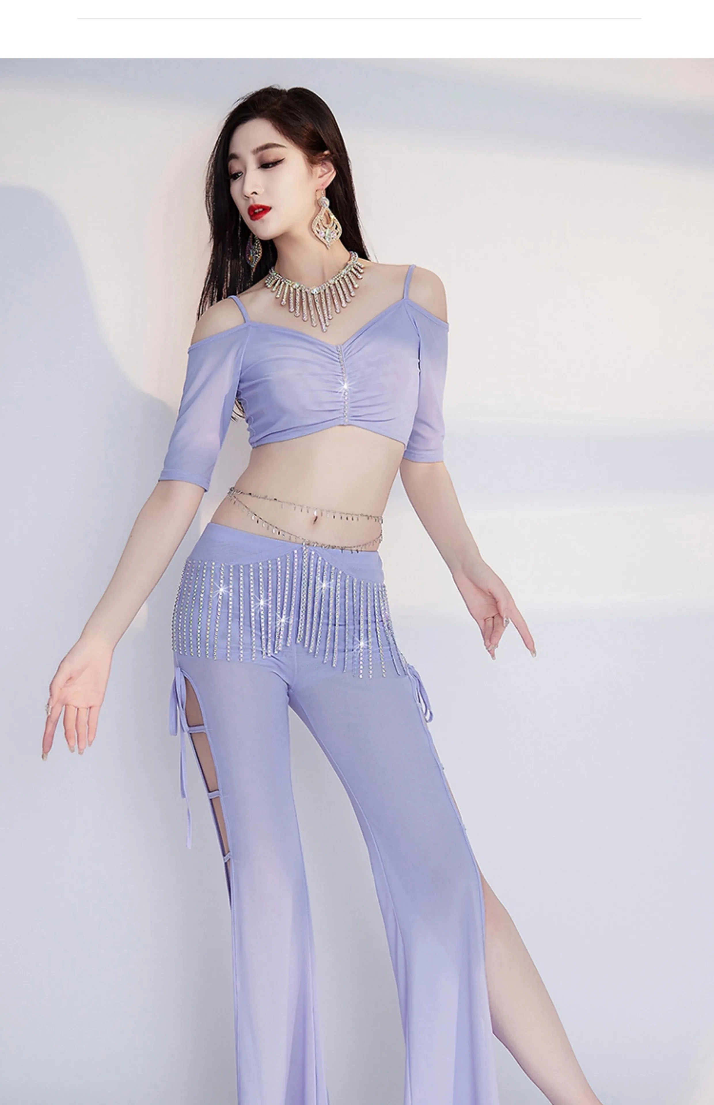 Новый тренировочный костюм для танца живота сексуальный топ с v-образным вырезом