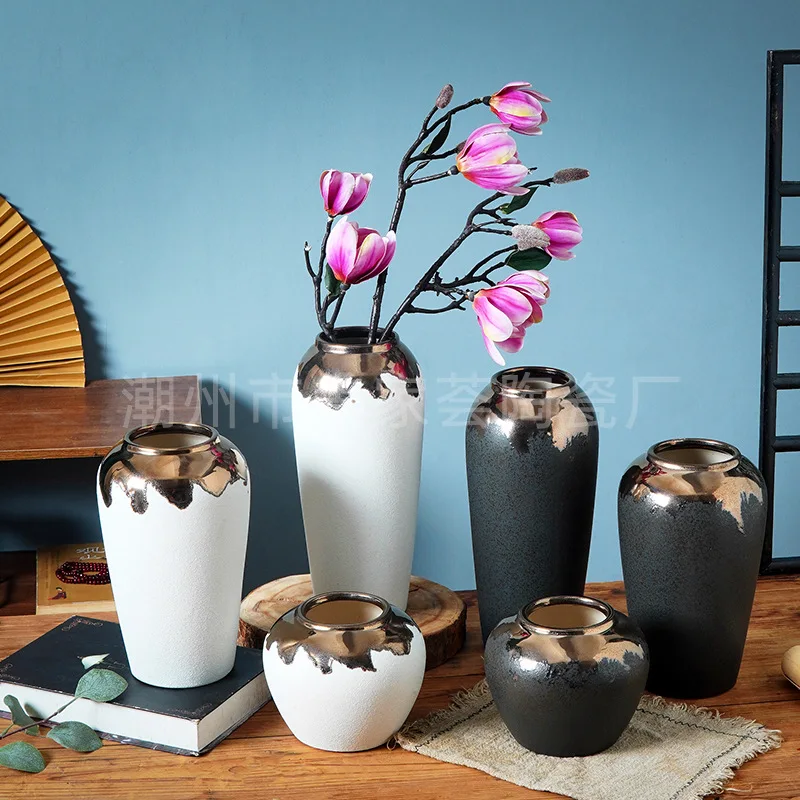 

Luxury Vase Art Indoor Nordic Porcelain Floor Vase Minimalist Decor Office Desk Wedding Ceramic Jar Jarrones Vases BG50VS