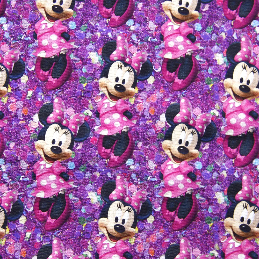Disney Minnie Mouse 50*145cm Patchwork Polyester Cotton Fabric Tissue Sewing Quilting Fabrics Needlework Material DIY Handmade