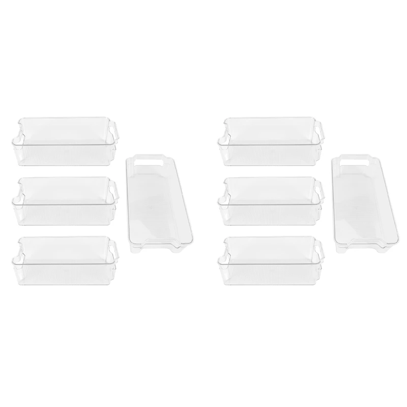 

(8 Pack)Pantry And Refrigerator Organizer Bins For Kitchen And Cabinet Storage,Stackable Food Bins With Handles