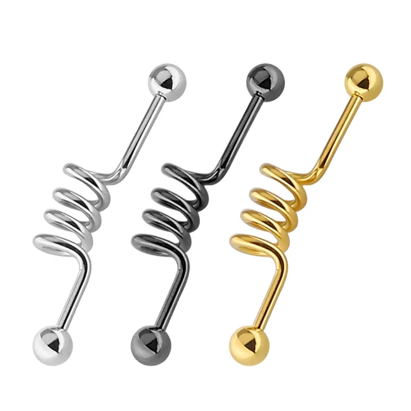 

Wholesale Fashion Stainless Steel Spring Rod Human Body Piercing Ear Rod Multi Coil Spring Long Rod with Ball Ear Nail Gifts
